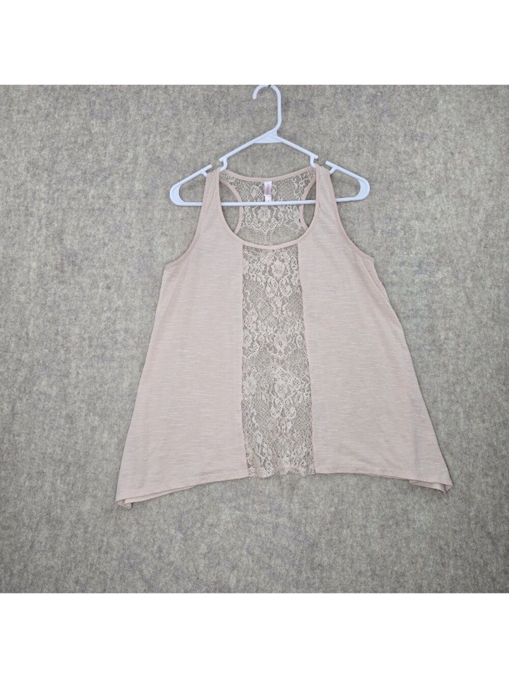 Xhilaration Womens Sleeveless Beige Lace Panel Tank Top M Lightweight Racerback